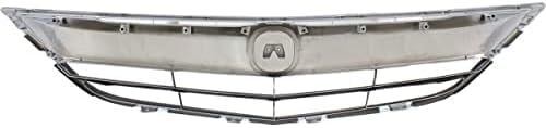Front Grille Chrome Shell With Primed Insert Plastic Direct Replacement Compatible With 2013-2015 Acura ILX AC1200117 71121TX6A11-PFM