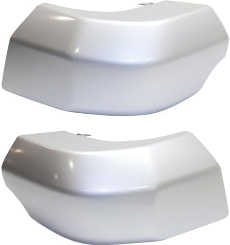 Set Of 2 Rear Bumper End Cap Painted Silver Plastic Left Driver & Right Passenger Side Direct Replacement Compatible With 2007-2014 Toyota FJ Cruiser TO1105121 TO1104121