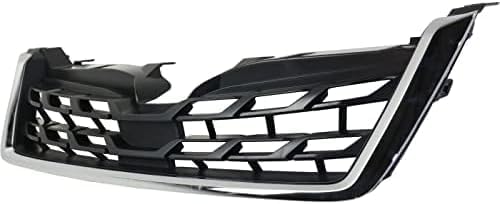 Front Grille Textured Shell And Insert With Chrome Molding Direct Replacement Compatible With 2017-2018 Subaru Forester SU1200169 91121SG280
