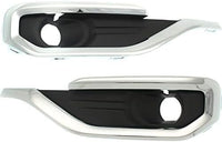 Set Of 2 Front Fog Light Cover Black With Chrome Molding Right Passenger & Left Driver Side Direct Replacement Compatible With 2017-2019 GMC Acadia GM1039209 GM1038209 84693621