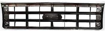 AUTOS PARTS PLUS Front Grille Chrome Shell With Primed Dark Argent Insert Direct Replacement Compatible With Ford F-Series 1989-1991 FO1200141 E9TZ8200A