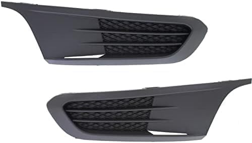 Front Bumper Grille Textured + Fog Light Covers Left Driver & Right Passenger Side Direct Replacement Compatible With 2011-2014 Volkswagen Jetta VW1036121 VW1038119 VW1039119