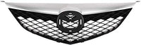 Front Grille Assembly Primed Shell And Insert With Chrome Upper Bar Plastic Direct Replacement Compatible With 2003-2005 Mazda 6 S 6 MA1200166 GK2A50710C