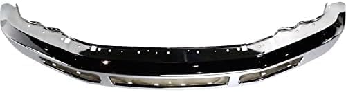 Front Bumper Face Bar Chrome Steel With Molding Pad Holes Direct Replacement Compatible With 2008-2010 Ford F-250/350 Super Duty FO1002406 8C3Z17757B