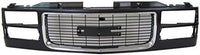Front Grille Primed Shell With Chrome Insert + Extension + Fillers Left Driver & Right Passenger Side Direct Replacement Compatible With 1994-2000 GMC C/K-Series GM1088153 GM1089153