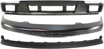Front Bumper Primed Steel + Extension + Lower Valance Textured Direct Replacement Compatible With 2004-2012 Chevrolet Colorado/GMC Canyon GM1000722 GM1002461 GM1092183 12335805