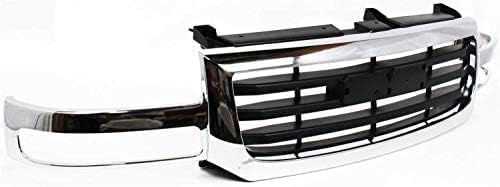 Front Grille Chrome Shell & Primed Insert Direct Replacement Compatible With 2003-2006 GMC Sierra 1500/2003-2004 2500 GM1200475 19130791