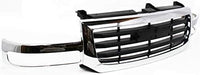 Front Grille Chrome Shell & Primed Insert Direct Replacement Compatible With 2003-2006 GMC Sierra 1500/2003-2004 2500 GM1200475 19130791