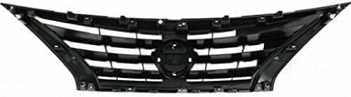 Front Grille Assembly Chrome Shell With Primed Insert Plastic Direct Replacement Compatible With 2015-2019 Nissan Versa NI1200261 623109KM0D 623109KM0A