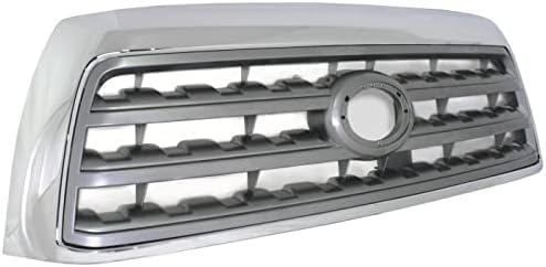 Front Grille Assembly Chrome Shell With Silver Insert Plastic Direct Replacement Compatible With 2008-2017 Toyota Sequoia TO1200329 531000C190