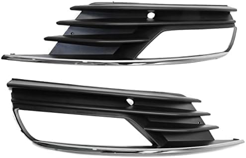 Set Of 2 Front Fog Light Molding Textured Plastic Right Passenger & Left Driver Side Direct Replacement Compatible With 2015-2016 Audi A3 AU1039129 AU1038129 8V5807682A9B9