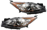 Set Of 2 Front Head Light Assembly Plastic Lens And Housing Left Driver & Right Passenger Side Direct Replacement Compatible With 2010-2013 Mazda 3 MA2518130 MA2519130