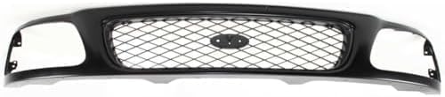 Front Grille Primed Shell And Mesh Insert Plastic Direct Replacement Compatible With 1997-1998 Ford F-150 / F-250 FO1200328 F65Z8200AAN F85Z8200CAA