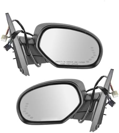 Set of 2 Front Power Mirrors Folding Heated Chrome Body With Primed Cap Left Driver & Right Passenger Side Direct Replacement Compatible With 2007-2014 Cadillac Escalade 25776162