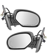 Set of 2 Front Power Mirrors Folding Heated Chrome Body With Primed Cap Left Driver & Right Passenger Side Direct Replacement Compatible With 2007-2014 Cadillac Escalade 25776162