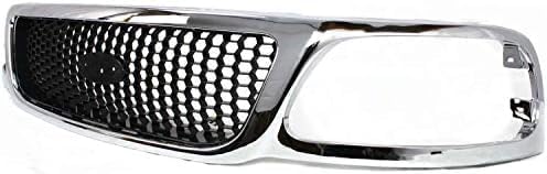 Front Grille Chrome Shall And Honeycomb Insert Direct Replacement Compatible With 1999-2003 Ford F-150/1999 F-250 FO1200404 3L3Z8200BB