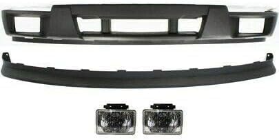 Front Bumper Lower Valance + Extension Textured Fog Light Left Driver And Right Passenger Side Direct Replacement Compatible With 2004-2012 Chevrolet Colorado GM1000722 GM2592135