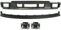 Front Bumper Lower Valance + Extension Textured Fog Light Left Driver And Right Passenger Side Direct Replacement Compatible With 2004-2012 Chevrolet Colorado GM1000722 GM2592135