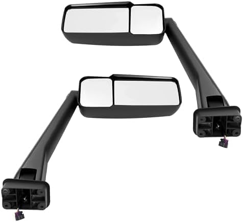 Set Of 2 Front Power Mirrors Manual Folding Heated Primed Right & Left Side Direct Replacement Compatible With 2003-2009 GMC C4500 Topkick/Chevrolet Kodiak GM1320687 GM1321687