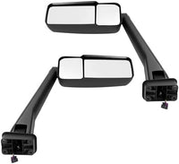 Set Of 2 Front Power Mirrors Manual Folding Heated Primed Right & Left Side Direct Replacement Compatible With 2003-2009 GMC C4500 Topkick/Chevrolet Kodiak GM1320687 GM1321687