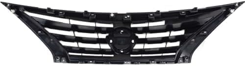 Front Grille Assembly Chrome Shell With Primed Insert Plastic Direct Replacement Compatible With 2015-2019 Nissan Versa NI1200261 623109KM0D 623109KM0A