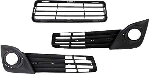 Front Bumper Lower Grille Textured + Fog Light Molding + Bezels + Brackets Left Driver & Right Passenger Side Direct Replacement Compatible With 2012-2014 Toyota Camry TO1036129
