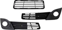 Front Bumper Lower Grille Textured + Fog Light Molding + Bezels + Brackets Left Driver & Right Passenger Side Direct Replacement Compatible With 2012-2014 Toyota Camry TO1036129