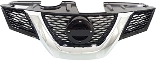 Front Grille Primed With Chrome Molding Plastic Direct Replacement Compatible With 2014-2015 Nissan Rogue NI1200258 623104BA0A