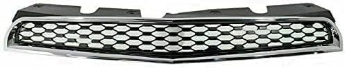 Front Bumper Upper & Lower Grille Chrome Shell & Primed Insert Direct Replacement Compatible With 2010-2015 Chevrolet Equinox GM1200621 GM1200622 25798747 25798744
