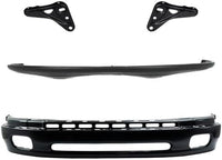 Front Bumper Primed Steel + Upper Cover Textured + Bumper Mounting Bracket Left Driver And Right Passenger Side Direct Replacement Compatible With 2000-2006 Toyota Tundra TO1002171