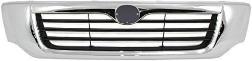 Front Grille Assembly Chrome Shell With Primed Insert Plastic Direct Replacement Compatible With 1998-2000 Mazda Pickup MA1200154 1F0150710