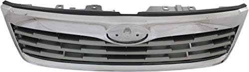 Front Grille Assembly Chrome Shell With Painted Silver Insert Plastic Direct Replacement Compatible With 2011-2013 Subaru Forester SU1200149 91121SC040