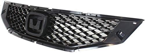 Front Grille Insert Primed With Chrome Molding Plastic Direct Replacement Compatible With 2008-2010 Honda Accord HO1200192 HO1210123 71121TE0A01 71122TE0A01