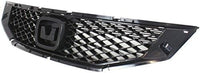 Front Grille Insert Primed With Chrome Molding Plastic Direct Replacement Compatible With 2008-2010 Honda Accord HO1200192 HO1210123 71121TE0A01 71122TE0A01
