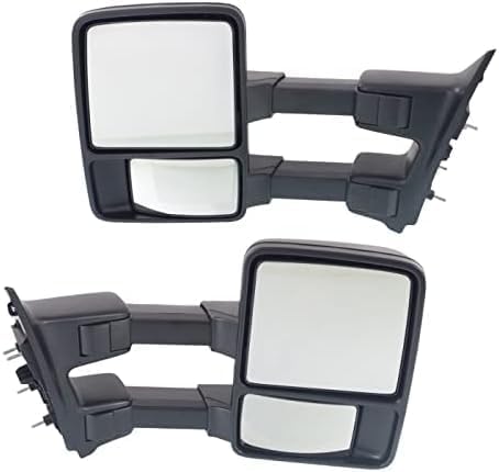 Set of 2 Front Towing Mirror Dual Glass Manual Folding Non Heated Textured Right Passenger & Left Driver Side Direct Replacement Compatible With 2008-2010 Ford F-Super Duty FO1320340