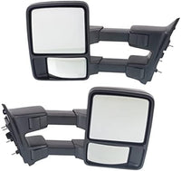 Set of 2 Front Towing Mirror Dual Glass Manual Folding Non Heated Textured Right Passenger & Left Driver Side Direct Replacement Compatible With 2008-2010 Ford F-Super Duty FO1320340