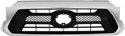 Front Grille Assembly Chrome Shell With Primed Insert Plastic Direct Replacement Compatible With 2012-2015 Toyota Tacoma TO1200351 5310004491