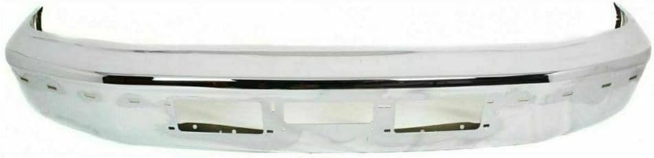 Front Bumper Chrome + Lower Valance Panel Textured + Moldings Primed Center + Left & Right Side Direct Replacement Compatible With Ford F-Series/Bronco 1992-1996 FO1002254