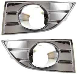 Set of 2 Front Fog Lamp Molding Chrome Left Driver & Right Passenger Side Direct Replacement Compatible With 2008-2009 Ford Taurus FO1038109 FO1039109 8G1Z17E810AA 8G1Z17E811AA