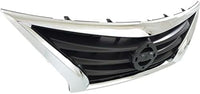 Front Grille Assembly Chrome Shell With Primed Insert Plastic Direct Replacement Compatible With 2015-2019 Nissan Versa NI1200261 623109KM0D 623109KM0A