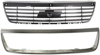 Front Bumper Upper Grille Shell And Insert & Molding Chrome Plastic Direct Replacement Compatible With 2006-2008 Chevrolet Malibu GM1200558 GM1210110 15266336 15853884