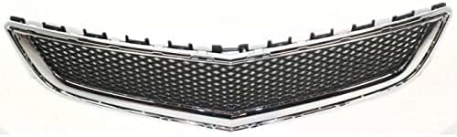 Front Bumper Upper & Lower Grille Chrome Shell And Primed Insert Direct Replacement Compatible With 2009-2012 Chevrolet Traverse GM1200615 GM1036120 15943196 20756061