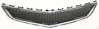 Front Bumper Upper & Lower Grille Chrome Shell And Primed Insert Direct Replacement Compatible With 2009-2012 Chevrolet Traverse GM1200615 GM1036120 15943196 20756061