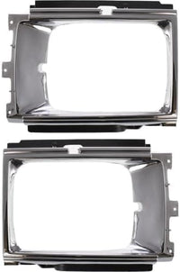 Set Of 2 Front Headlight Door Bezel Chrome Plastic Right Passenger & Left Driver Side Direct Replacement Compatible With 1984-1986 Toyota 4Runner / Pickup TO2513102 TO2512102