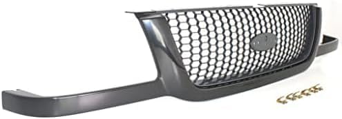 Front Grille Assembly Primed Shell And Painted Dark Gray Mesh Insert Direct Replacement Compatible With 2001-2003 Ford Ranger FO1200395 3L5Z8200BA