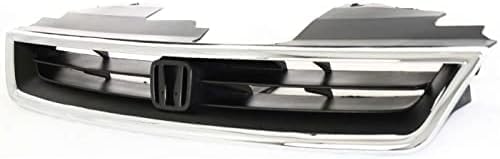 Front Grille Chrome Shell With Textured Insert Plastic Direct Replacement Compatible With 1994-1997 Honda Accord HO1200136 75101SV4902