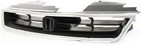 Front Grille Chrome Shell With Textured Insert Plastic Direct Replacement Compatible With 1994-1997 Honda Accord HO1200136 75101SV4902