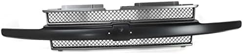 Front Grille Primed Shell And Insert With Center Bar Without Headlamp Washer Holes Direct Replacement Compatible With 2002-2005 Chevrolet Trailblazer GM1200470 10358121