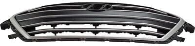Front Grille Painted Silver Shell With Black Insert Plastic Direct Replacement Compatible With 2017-2018 Hyundai Elantra HY1200204 86350F3000