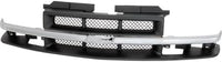 Front Grille Primed Mesh Insert With Chrome Center Bar Plastic Direct Replacement Compatible With 1998-2004 Chevrolet S10 / 1998-2005 Blazer GM1200419 15048519